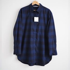 JW Anderson flannel checked long sleeve shirt new navy